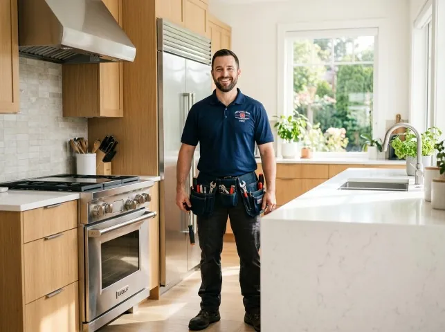 Appliance Repair Hero technician in a Appleton, WI kitchen after an appliance repair
